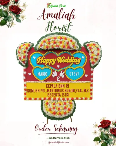 Karangan Papan Bunga Pernikahan di Cau Belayu